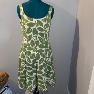 Nine West Green and White Leaf Midi Dress